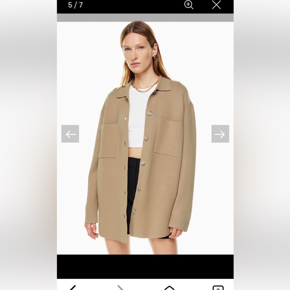 Babaton tan shacket from aritzia. Size small. Oversized fit. Society sweater.